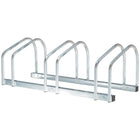 HOMCOM - Support de stationnement au sol pour 3 vélos, pour usage intérieur et extérieur, argent-Fabriqué en acier robuste pour une durabilité à long terme