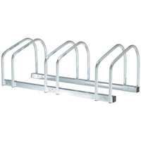HOMCOM - Support de stationnement au sol pour 3 vélos, pour usage intérieur et extérieur, argent-Fabriqué en acier robuste pour une durabilité à long terme