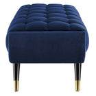 Modway - Adept 47.5" Performance Velvet Banc - Bleu Minuit-Capuchons de pied en métal doré