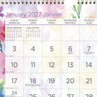 Blueline - 2027 Calendrier mural mensuel Hibiscus - 8 po x 11 po - bilingue-Reliure à double spirale dorée avec œillet de suspension intégré