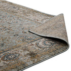Modway - Hisa Treillis floral vintage vieilli Tapis de 5 pi l x 8 pi L - Argent, bleu, beige et brun-8