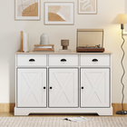 HOMCOM - Buffet de style ferme 46,5 po avec portes de grange et rangement - blanc-Peut servir de meuble TV, de buffet pour café, de meuble de salon, de buffet de salle à manger ou de meuble d'entrée
