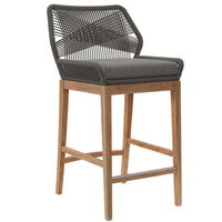 Modway - Wellspring Terrasse extérieure Bois de teck Tabouret de bar - Graphite gris-Tabouret de bar extérieur sur le patio
