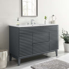 Modway - Render 48" Vanité de salle de bain à un seul lavabo - Gris blanc-Coiffeuse à grains de noyer