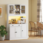 HOMCOM - Armoire de cuisine avec éclairage LED et buffet de rangement - blanc-La télécommande permet de régler facilement les paramètres de lumière 