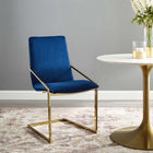 Modway - Pitch Performance Velvet Fauteuil à manger - Marine d’or-Acier inoxydable doré