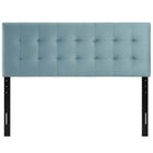 Modway - Lily Biscuit Touffé Performance Velvet Tête de lit complète, Bleu clair-Hauteur ajustable de 45 » à 52,5 »