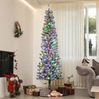 HOMCOM - Arbre de Noël artificiel de 7.5" avec lumières - arbre de Noël floqué-La neige artificielle pulvérisée crée un aspect festif et hivernal 