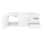 Modway - Vitality Double évier 48" Vanette de salle de bain - Blanc blanc-Trous de robinet centraux 8"