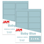 JAM Paper Étiquettes postales, 4 x 2 po, bleu ciel, 10 par page, 240 par paquet-bleu ciel