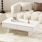 Manhattan Comfort - Table basse moderne Ella 120 cm - Blanc-Comprend 2 tiroirs à extension totale et 1 grande étagère ouverte