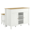 Modway - Garland 3 pièces Îlot de cuisine et ensemble de tabouret, Chêne Blanc-Ensemble d’îlot de cuisine intemporel