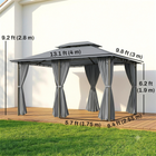 Outsunny - Pavillon de patio 10 pi l x 13 pi L - auvent de jardin 2 niveaux pour extérieur - gris-La structure solide avec une toiture à deux niveaux ventilée assure la stabilité par vent fort