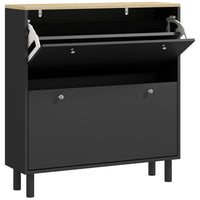 HOMCOM - Armoire à chaussures étroite avec étagères réglables - noir-Deux tiroirs basculants peuvent contenir jusqu'à 16 paires de chaussures CA 10 