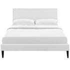 Modway - Phoebe Vinyle Lit à plateforme complet avec pieds carrés effilés, Blanc-Montures en quatre emplacements