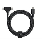 Native Union - Câble Belt USB-C vers USB-C/Lightning 1,8m - Cosmos Noir-Prend en charge la livraison d'alimentation à grande vitesse jusqu'à 60W pour les ordinateurs portables de type C et charge rapidement votre iPhone jusqu'à 50% d'iPhone en moins de 30 minutes