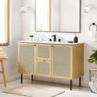 Modway - Chaucer 48" Vanité de salle de bain à un seul lavabo - Oak White-Boutons d’armoire en métal