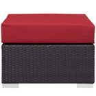 Modway - Convene Terrasse extérieure Tissu Carré ottoman in Espresso Rouge-Résistance à l’eau et aux UV