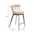 Zuo - Saku Swivel Tabouret de comptoir - Beige/Brun-7
