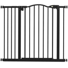 PawHut - Barrière pour animaux 29 po - 37 po avec porte, barrière à pression pour chiens, pour escaliers - noir-La porte se ferme automatiquement si elle reste ouverte entre un angle de 30° et 90° 