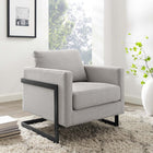 Modway - Posse Tissu rembourré Chaise d’accent - Chameau Noir-Rembourrage en tissu polyester