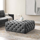 Modway - Amour Gros carré à boutons touffés Performance Velvet Ottoman - Gris-Rembourrage en velours polyester Performance