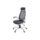 Monarch Specialties - 7269 Chaise De Bureau Dossier Haute Exec  - Blanc/Meche Gris-Chaise de bureau de type direction de qualité commerciale à haut dossier en tissu maillé de polyester gris, durable, résistant aux taches et permettant une aération pour plus de confort.