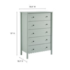 Modway - Emmeline 5 tiroirs festonnés Poitrine, Sage-Tiroirs à glissement complet