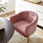 Modway - Savour Touffe Performance Velvet Chaise d’accent - Rose poussiéreuse-Pieds en acier inoxydable doré