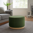 Modway - Tilden Grand velours rond de performance de 23" Rembourré Ottoman - Moss Green Natural-Rembourrage en mousse dense