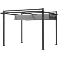 Outsunny - Pergola avec Auvent Rétractable, Tonnelle de Jardin - 10 pi x 10 pi-Le cadre en acier est solide et résistant à la rouille 