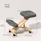 HOMCOM - Chaise ergonomique à posture agenouillée avec roues - gris foncé-Construit avec un cadre en bois d’hévéa massif, supportant jusqu’à 265 lb (120 kg) pour une grande durabilité 