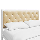 Modway - Mia Vinyle Lit Queen, Champagne blanc-Capacité de poids : 1200 livres