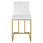 Modway - Privy Acier inoxydable doré Tissu rembourré Tabouret de comptoir - Or Blanc-Capacité de poids du banc : 331 lb.