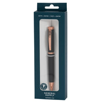 General Supply Goods + Co − Stylo à bille rétractable − 1,0 mm − noir/or rose-Stylo à bille rétractable