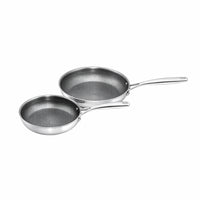 Kucht - Ensemble de poêles antiadhésives à motif nid d’abeille, 2 pièces-Construction durable 3 plis à l’extérieur pour une distribution uniforme de la chaleur