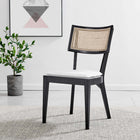Modway - Caledonia Tissu tapis Chaise à manger Ensemble de 2 - Noir Blanc-Siège rembourré en tissu