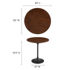 Modway - Lippa Rond de 20 po Bois Table d’appoint - Noyer noir-Placage en grain de bois et plateau de table en MDF