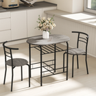 HOMCOM - ensemble de salle à manger 3 pièces 31,5 po avec étagère de rangement - gris foncé-Fabriqué en MDF robuste et cadre en métal pour plus de durabilité