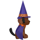 GEMMY - Chien gonflable d'Halloween avec chapeau de sorcière - 122 cm-Se gonfle automatiquement en quelques secondes