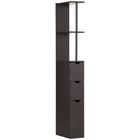 HOMCOM - Armoire de salle de bain étroite avec tiroir et étagères ouvertes - brun-Avec un profil haut et mince de style moderne   