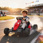 Qaba - Kart électrique pour enfants 24V avec double moteurs 150W - rouge-Batterie 24V 9Ah offrant jusqu'à 60 minutes de plaisir continu et durable 