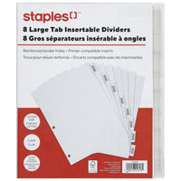 Staples - Intercalaires amovibles - 8 grands onglets - Transparents-Onglets insérables