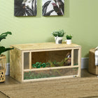 PawHut - Terrarium pour reptiles, avec portes coulissantes transparentes - 31,5 po x 16 po x 16 po-Les portes coulissantes, en verre transparent, vous permettent de surveiller vos animaux 
