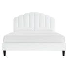 Modway - Daisy Performance Velvet Lit à plateforme jumelle, Blanc-Tête de lit touffée en canal