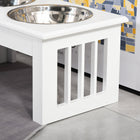 PawHut - Station d’alimentation et d’abreuvement double de luxe pour chien - blanc-Dimensions totales : 17,3 po L x 9,4 po l x 5,9 po H (44 x 24 x 15 cm) 