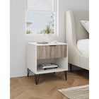 Manhattan Comfort - Table de nuit moderne DUMBO 20,07" à 1 tiroir - Blanc et gris rustique-Comprend 1 tiroir à extension totale avec tiroir supérieur au design à rainures verticales