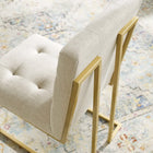 Modway - Privy Acier inoxydable doré Tissu rembourré Chaise d’accent pour salle à manger - Beige doré-Tissu polyester doux pour tissu