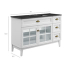 Modway - Isle 48" Armoire à coiffeuse de salle de bain - Blanc Noir-Portes vitrées à vitres