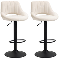 HOMCOM - Tabourets de bar pivotants à hauteur réglable - crème - paquet de 2-Emballé par lot de 2, il est excellent pour créer un look coordonné dans votre maison 
